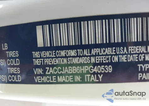 2017 Jeep Renegade Latitude Fwd z USA, uszkodzony, nr VIN ZACCJABB6HPG40539